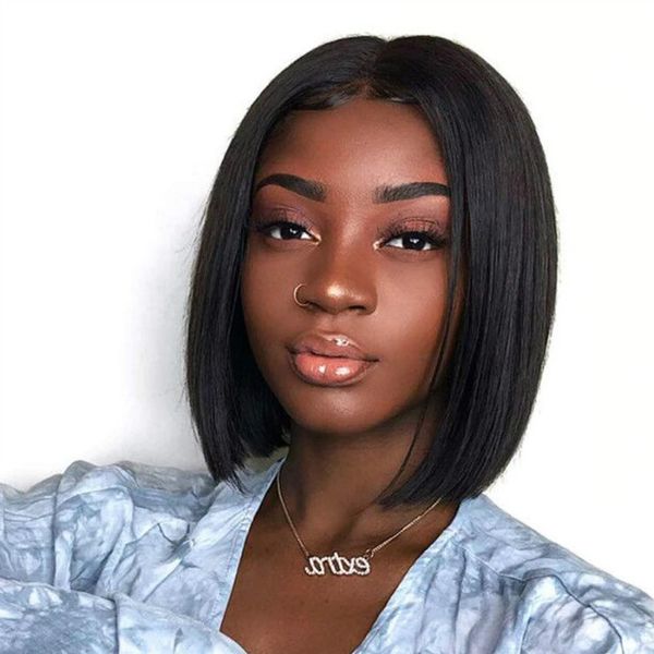 14inch Short Straight Human Hair- Natural Color Wig for Women