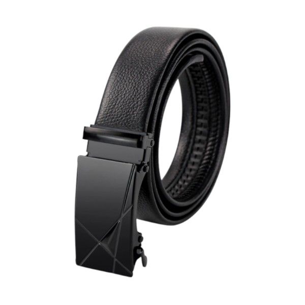 Modern Belt With Geometric Buckle Design - Black