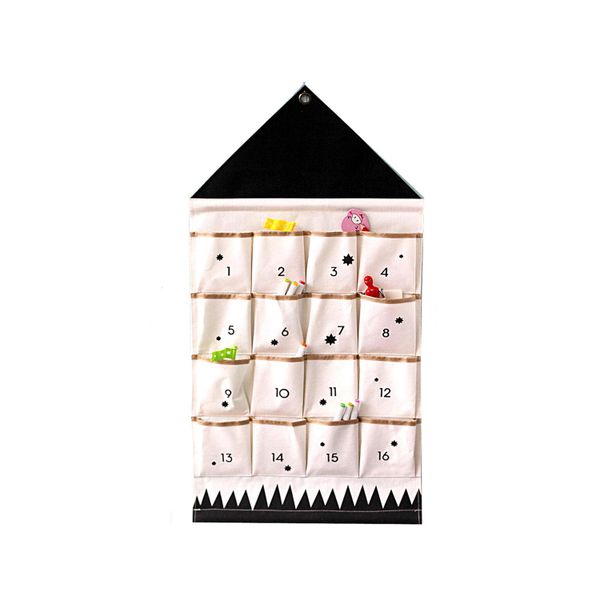 16 Pocket Christmas Advent Calendar Perfect for Festive Wall Decor - Black