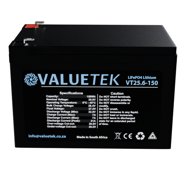 Valuetek 25.6V 6Ah 150Wh Lithium (LiFePO4) Battery