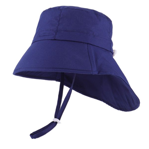 Navy Blue Bucket Hat with Long Back