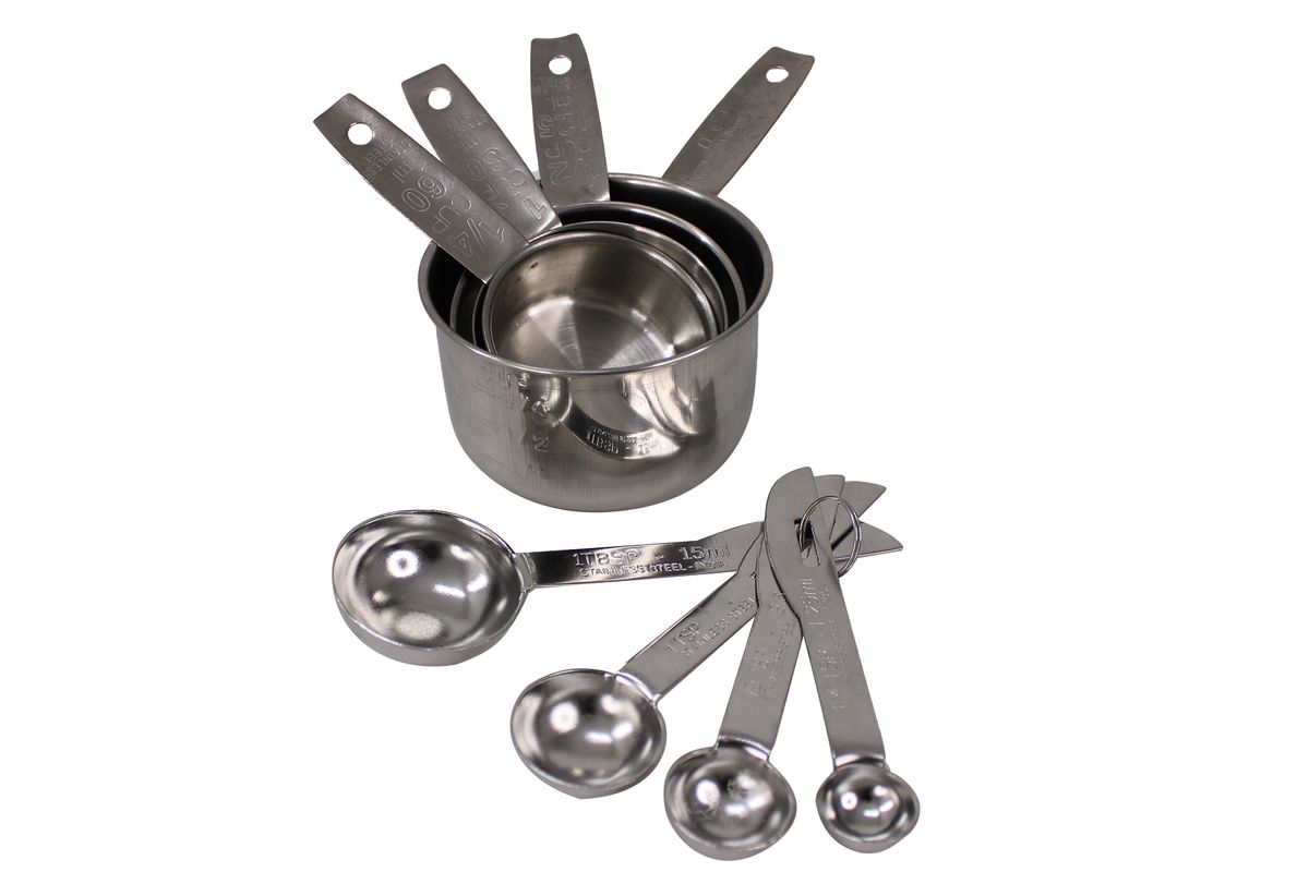 8 Piece Stainless Steel Measuring Cups and Spoons Set 250ml to 1.25ml