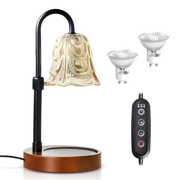 Candle Warmer Table Lamp with 2 Bulbs Height Adjustable Dimmer Timer