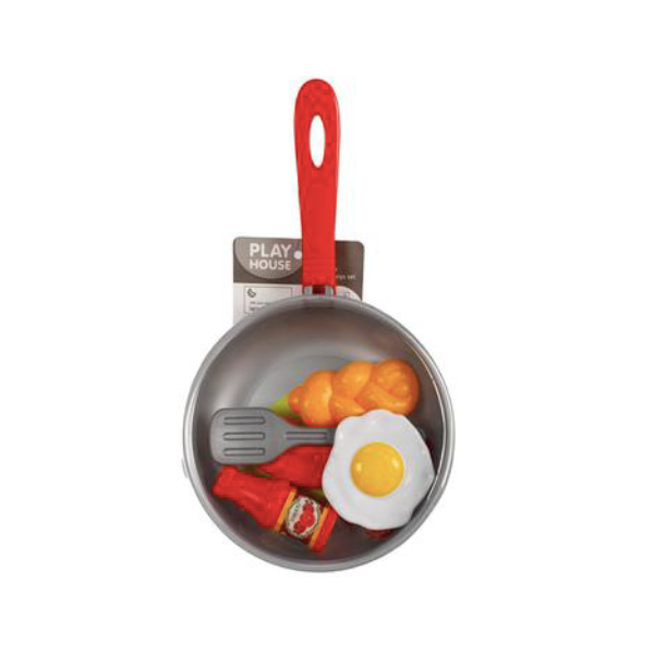 Play House- Toy Pan With Assorted Food and Utensils