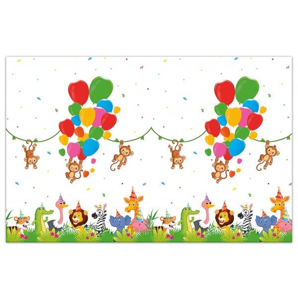 Jungle Balloons Plastic Tablecover 120X180cm