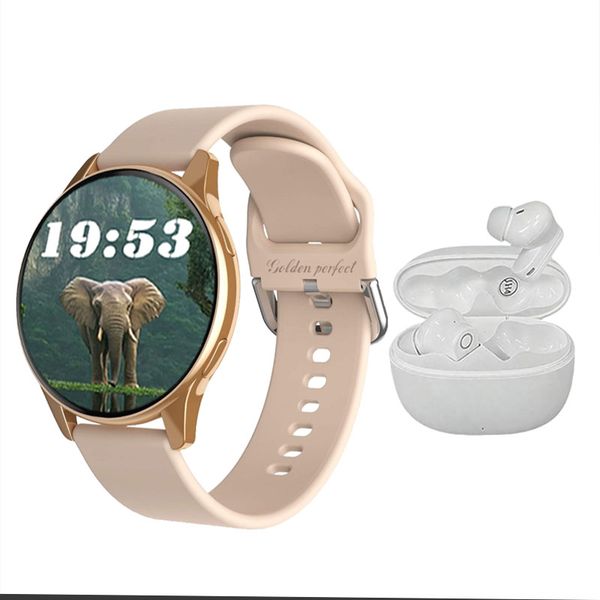 1.52" Women's Smartwatch &amp; Bluetooth Earbuds Gift Set - Pink Gold Edition