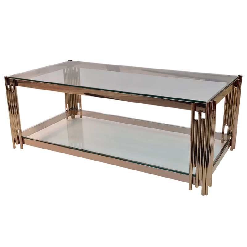 Glass Top Coffee Table With Stainless Steel Metal Base Shop Today