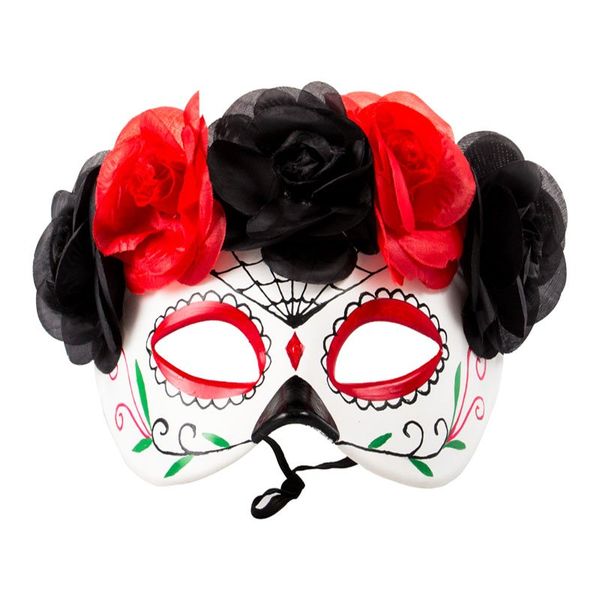 Bulk Pack x 2 Dress Up Mask Day Of Dead Flowers