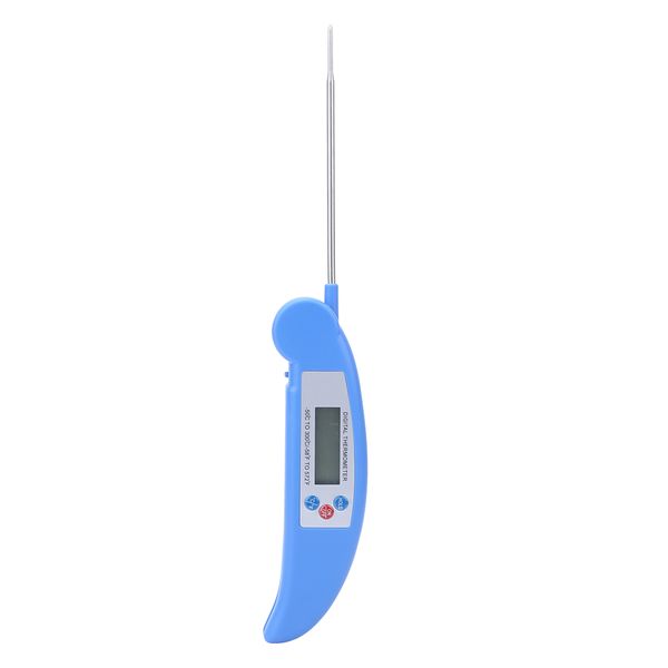TS-90 Digital Display Food Meat BBQ Grill Thermometer Plastic Folding Blue