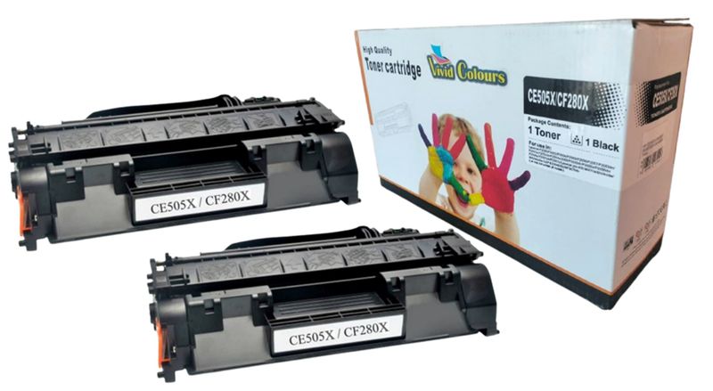 Vivid Colours Compatible with HP 05X / CE505X / CF280X Toner Cartridge X2