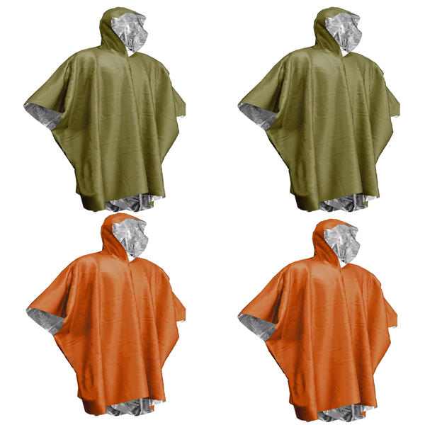 4 Pieces Emergency Raincoat Poncho Waterproof Rainwear Survival Camping
