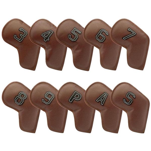 Brown Golf Club PU Leather Head Covers - Set of 10