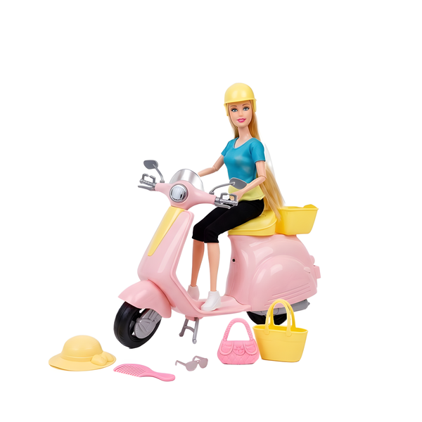 Classic Retro Doll Scooter + Accessories Set In Mixed Colors
