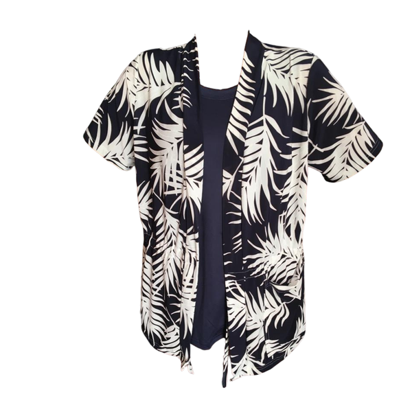 Maternity Nursing Extra Length Cardigan FDY - Navy and White
