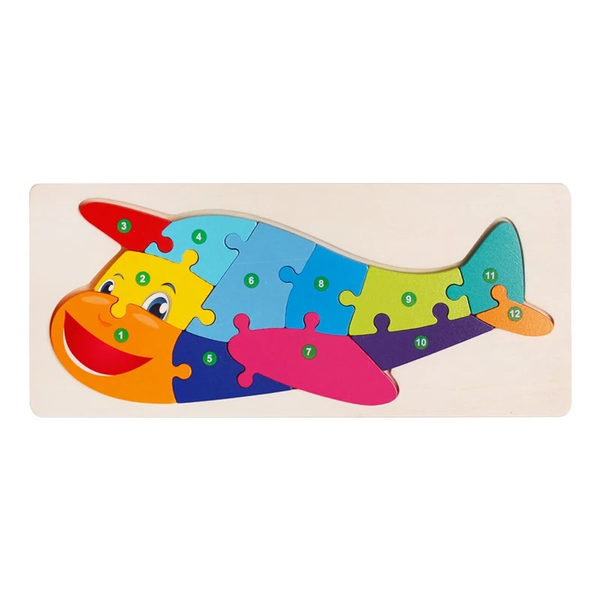 12-Piece Wooden Jigsaw Imposition Airplane Puzzle