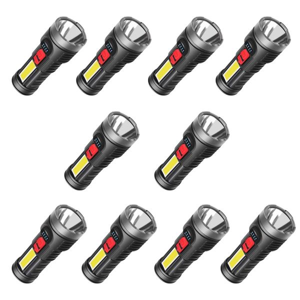 Bright Led Flashlight Torch Usb Rechargeable- 10 Pack