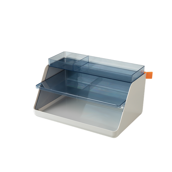 Deli XDOMO Desktop Organizer Stackable Storage Box Light Grey Transparent