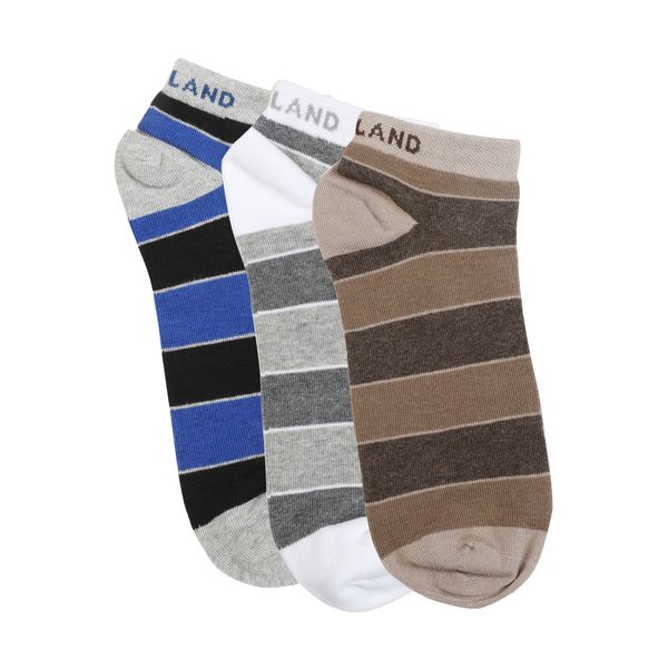 Woodland Men's Triple Pack Multi Colours Ankle Socks (BD159)