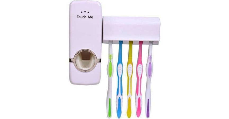 Automatic Toothpaste Dispenser and Toothbrush Holder