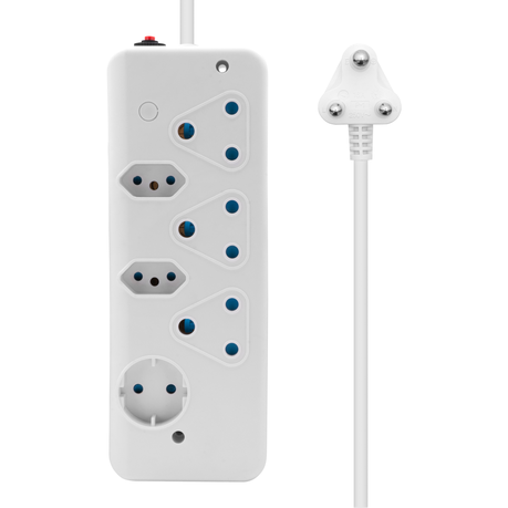 Ellies 6 Way Basic Multi plug - 0.5M - White Image