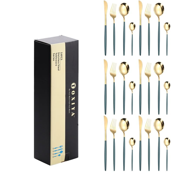 TOXIYA 24-piece stainless steel cutlery set, 6-person household cutlery set