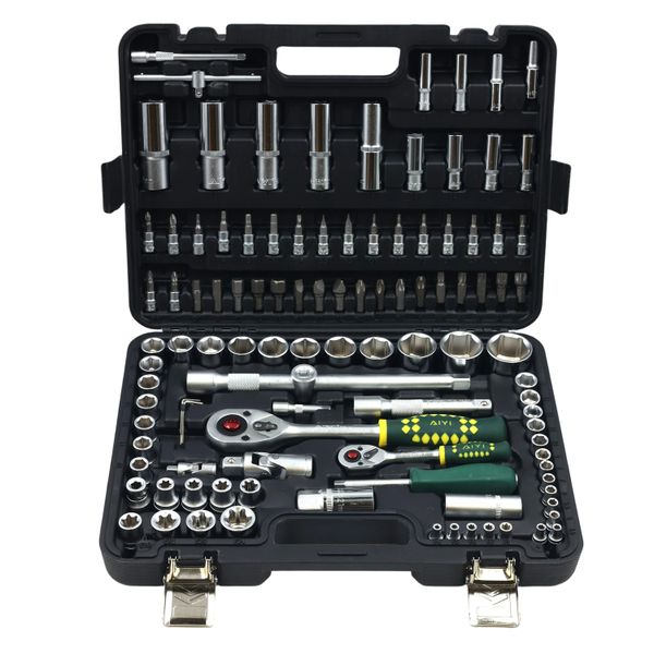AIYI 108-Piece Socket &amp; Bit Set - CRV Multi-Drive Tool Kit AY282-008