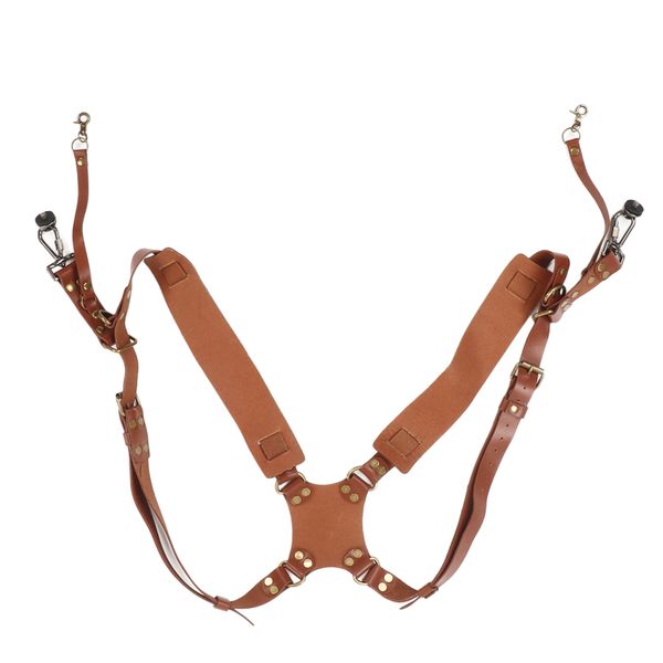 Double Shoulder Camera Strap Harness Brown Thickened X Type