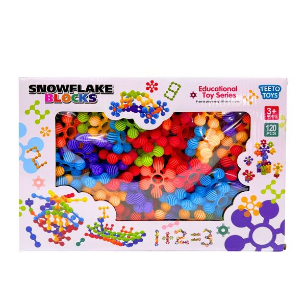 TEETO TOYS Snowflake Building Blocks Play Set - DIY STEM Toys for Children - 120 Piece
