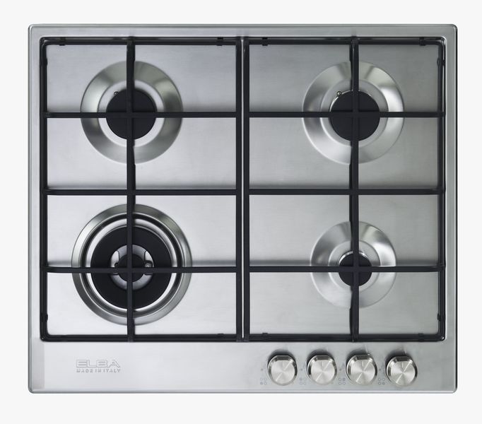 Elba 02/ELIO 65-445L - 4 Burner Gas hob with Wok Burner 60cm Silver