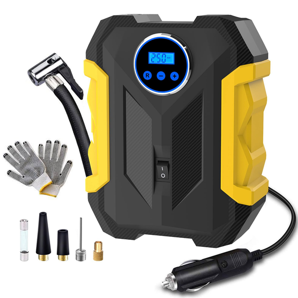 CarSun Digital Air Compressor,Hand Pump&amp; Portable Car Tire Inflator -Gloves