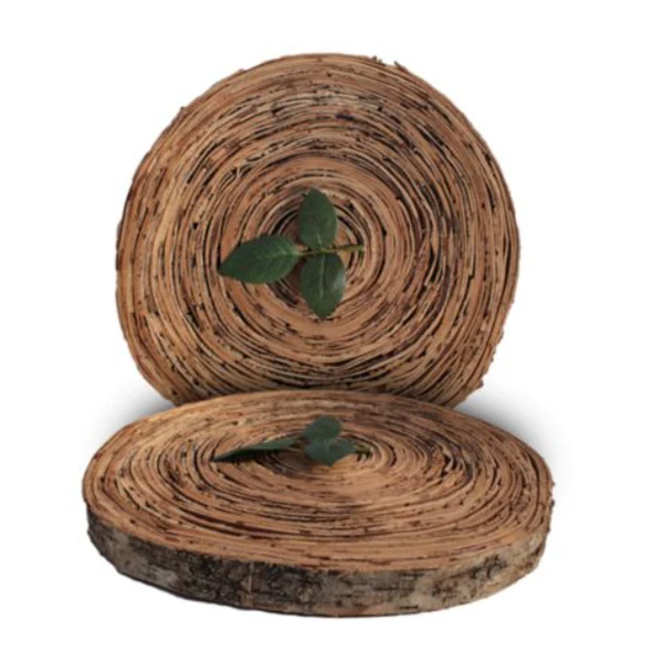 Birch Bark Cake Stand with Decorative Leaves