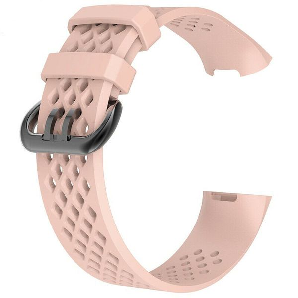 Mesh Silicone Bands Compatible with Fitbit Charge 3/4(Size:M/L) -Rose Pink