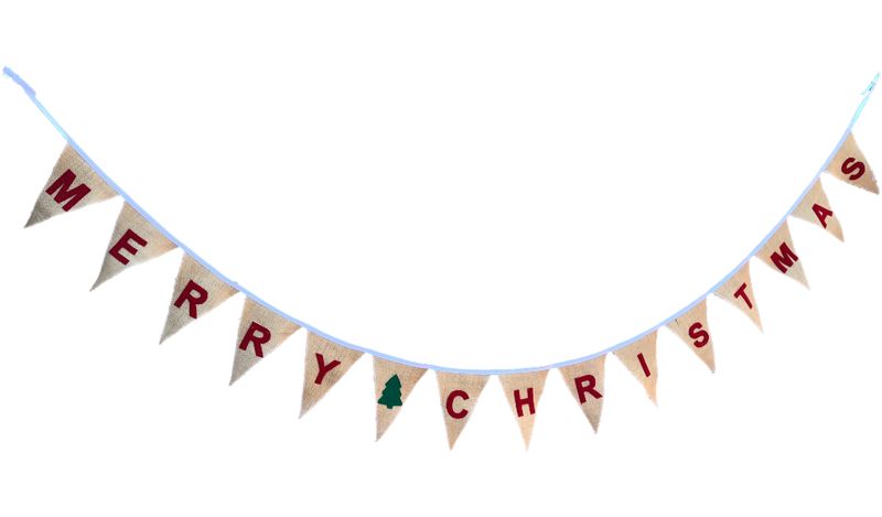 Merry Christmas Bunting Hessian/burlap red felt letters