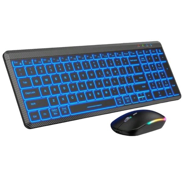 Backlit Multi-Device Wireless Keyboard &amp; Mouse Set - Black