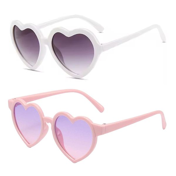 Kids Girls Heart Shaped Sunglasses - Set of 2