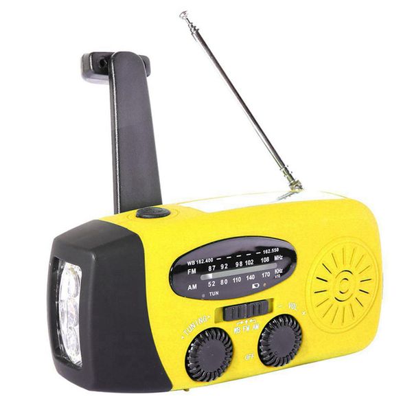 Portable Radio 1000mah Solar Hand Crank with Led Flashlight SOS AlarmYellow