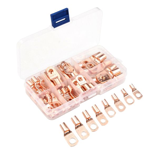 60 Pieces Bolt Hole Tinned Copper Terminals, Terminals Connector Cable lugs