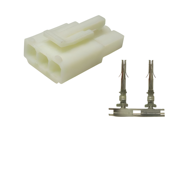 XY138-03F: 4.5mm, 3-Way In-line Female Connector w/ Release-Lock, 10A