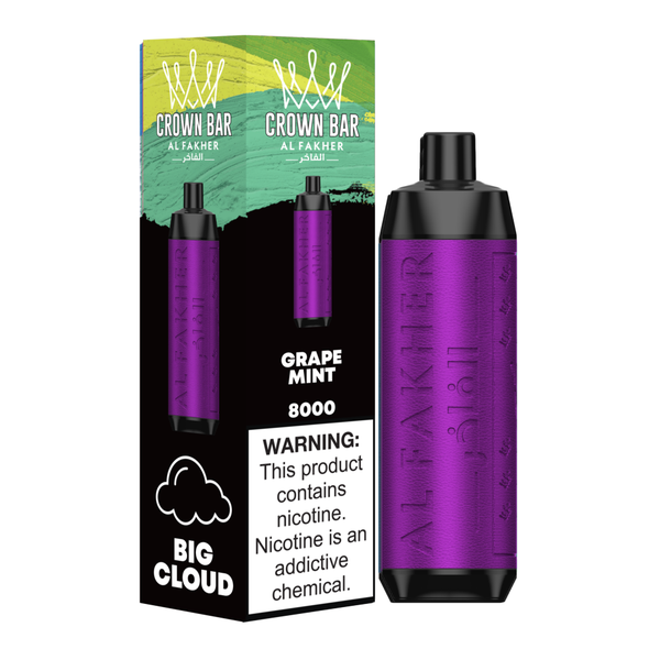 Al Fakher - Crown Bar 8000 puff disposable rechargeable vape - Grape Mint