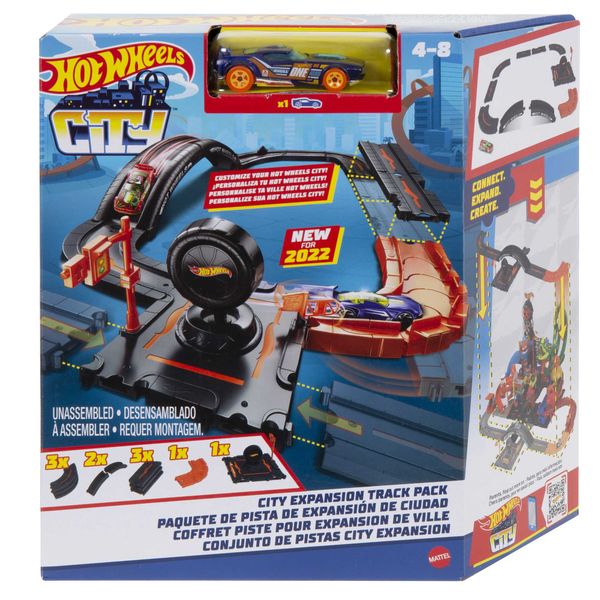 Hot Wheels City Expansion Track Pack 10-Piece Set, With 1 Car