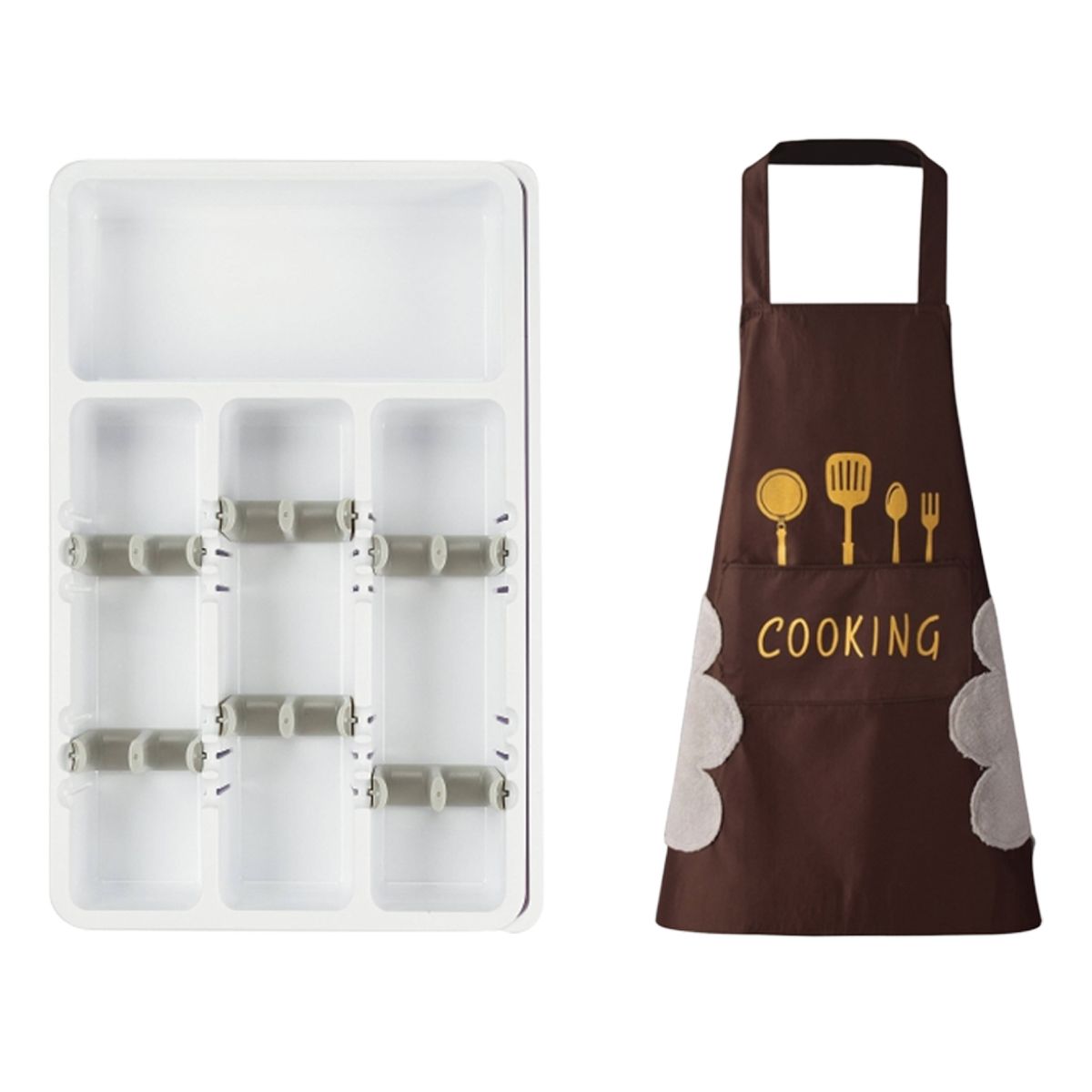 Expandable Utensils Organizer + Apron with Pocket Brown Buy Online