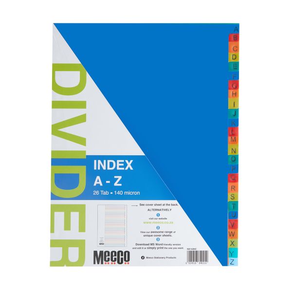 Meeco A4 26 Tab (A-Z) Bright Multi Colour Dividers