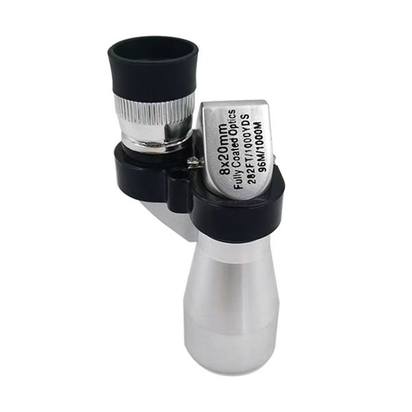 8x20 Mini Corner Monocular, Pocket Telescope, Black &amp; Silver