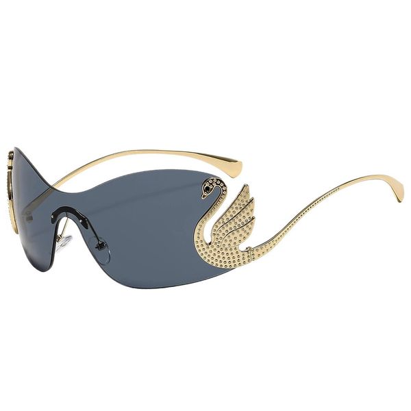 New Swan Metal Sunglasses with Rhinestones. UV Protection