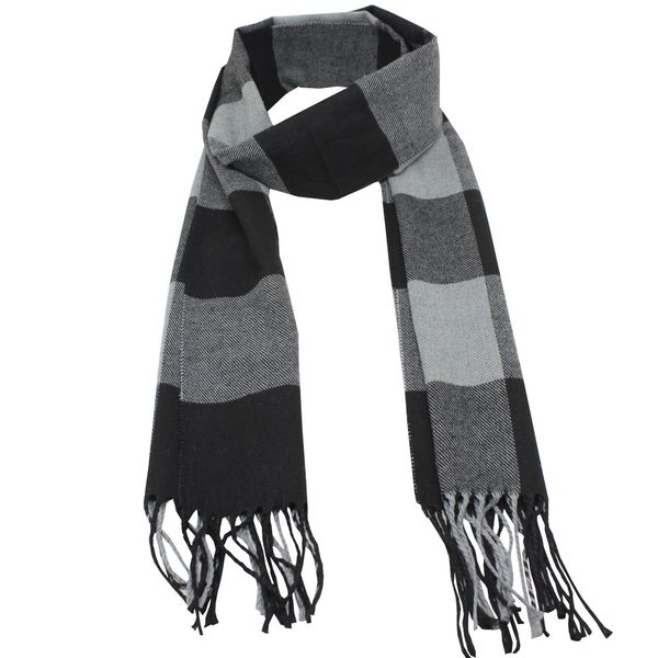 Blackchilli Large Block Scarf - Black/Charcoal/Grey