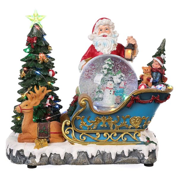 Snow Globe Santa's Sleigh with Lights and Music