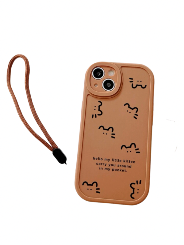 Cartoon Cat Phone Case with Lanyard for iPhone Brown Shop Today. Get it Tomorrow!