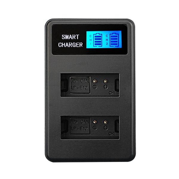 USB Dual Smart Charger for Cannon LP-E12 (With LCD)