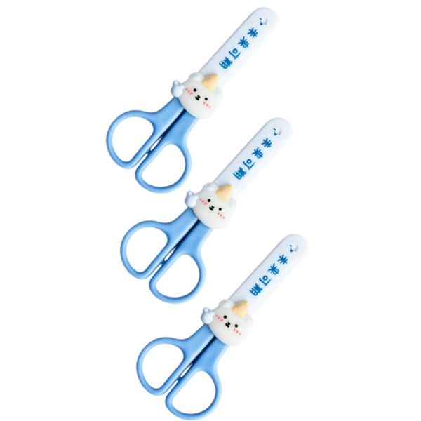 3 Pack - Scissors With Protective Cover - Blue