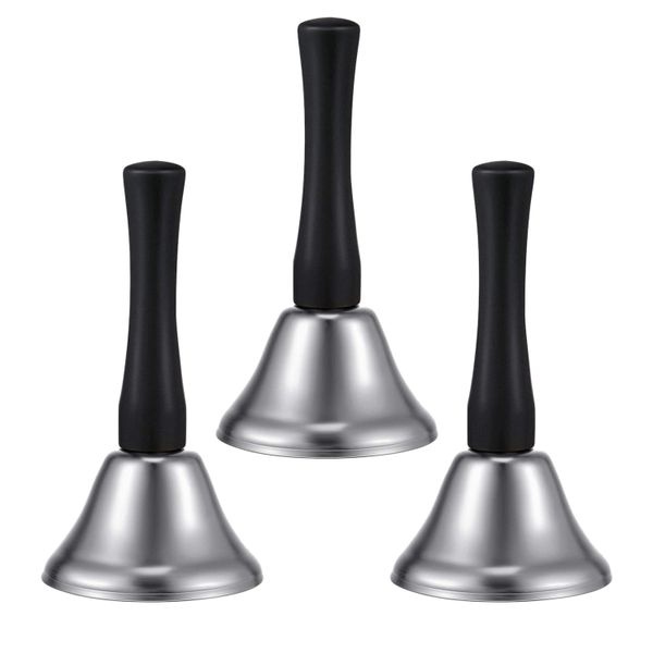 3 Pack Steel Handbell Bell School Desk Ringbell for Wedding Events